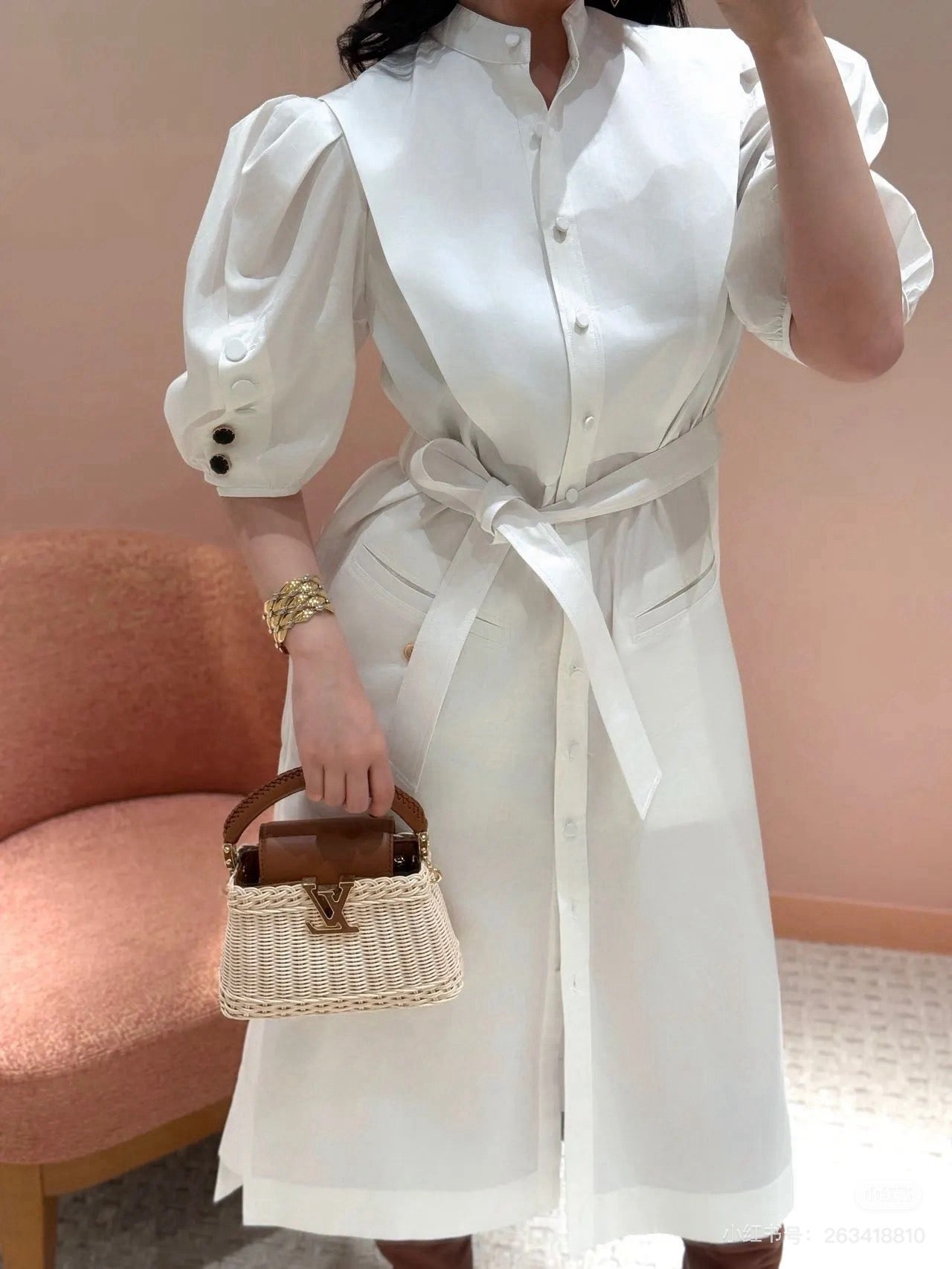 Loui* 25ss puff-sleeve shirt dress