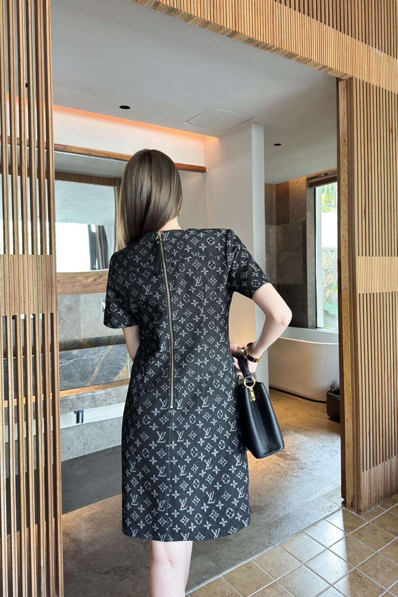 Loui* monogram denim dress