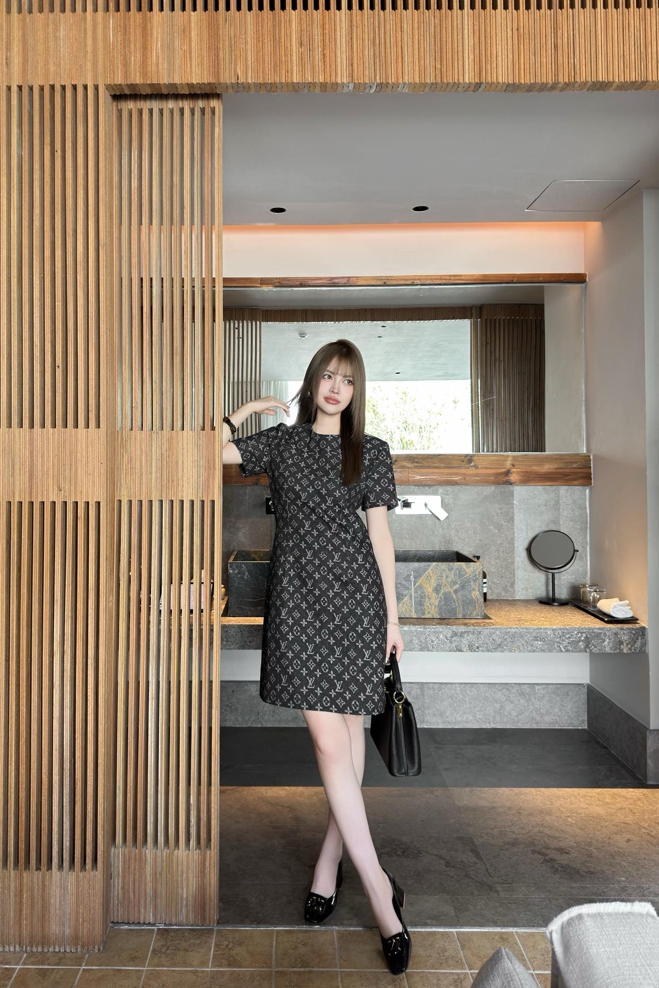 Loui* monogram denim dress