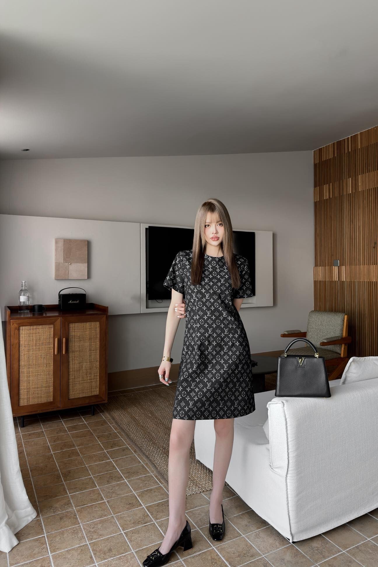 Loui* monogram denim dress