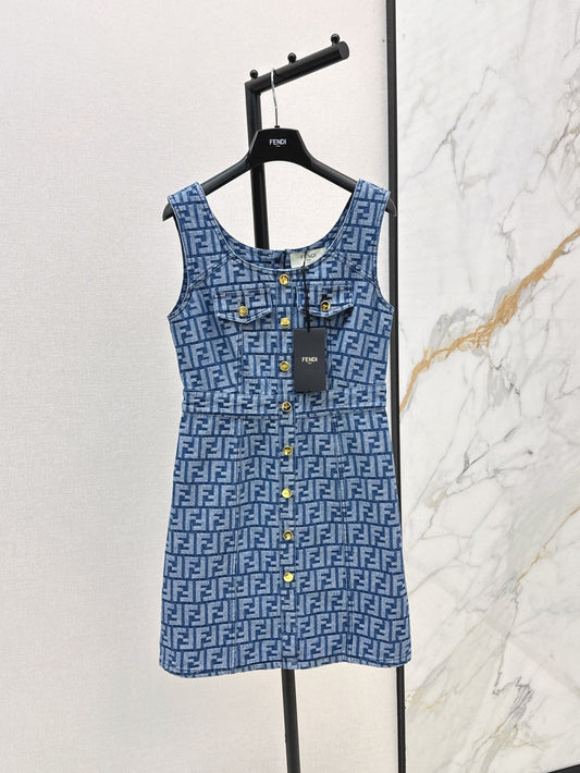 Fd* FF jacquard sleeveless dress