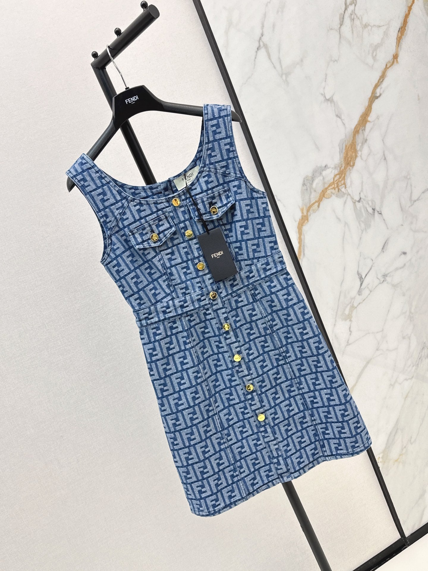 Fd* FF jacquard sleeveless dress