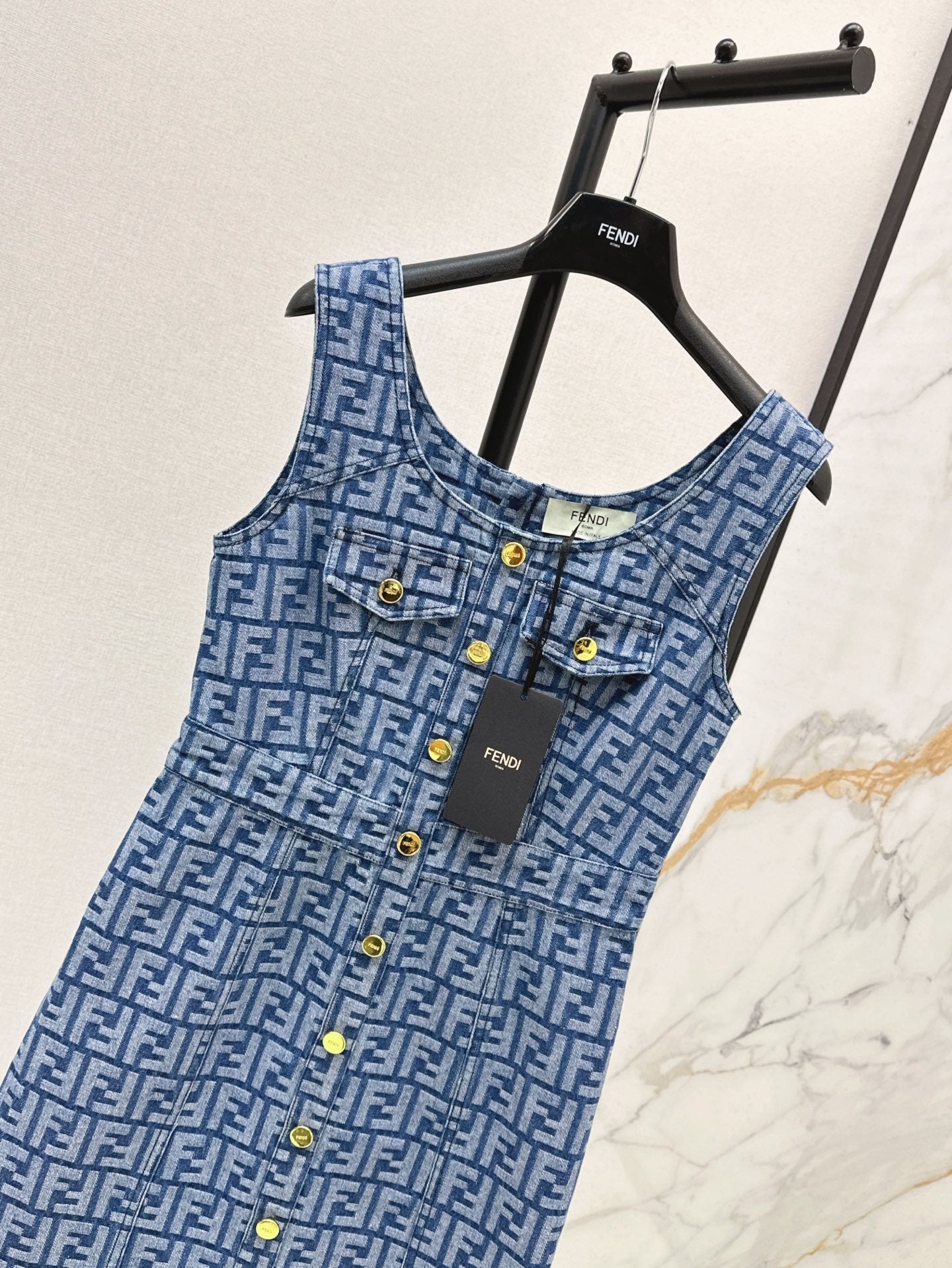 Fd* FF jacquard sleeveless dress