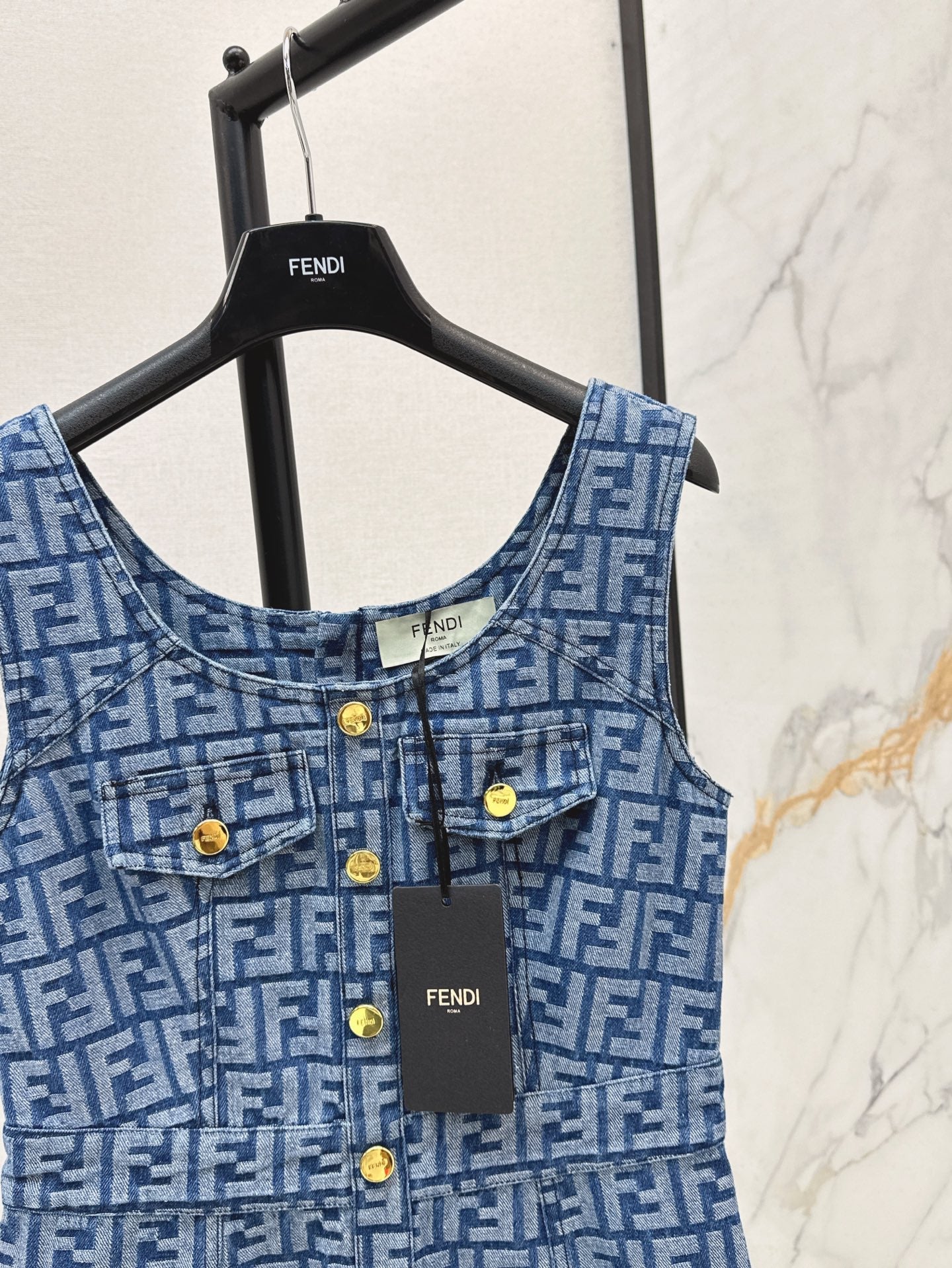 Fd* FF jacquard sleeveless dress