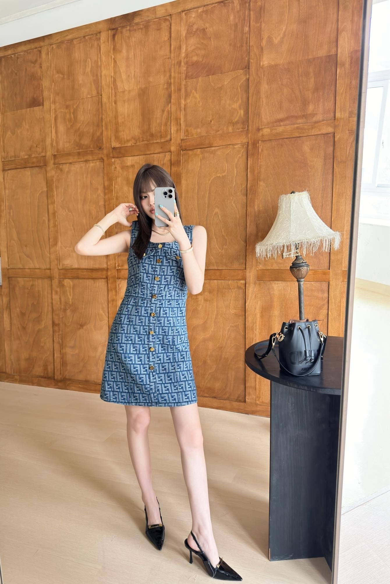 Fd* FF jacquard sleeveless dress