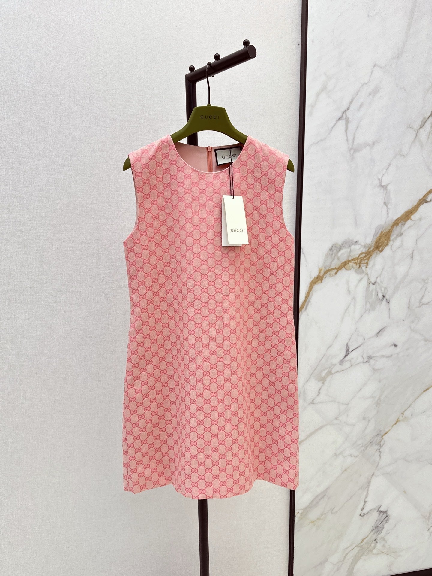 Gu* GG jacquard sleeveless denim dress