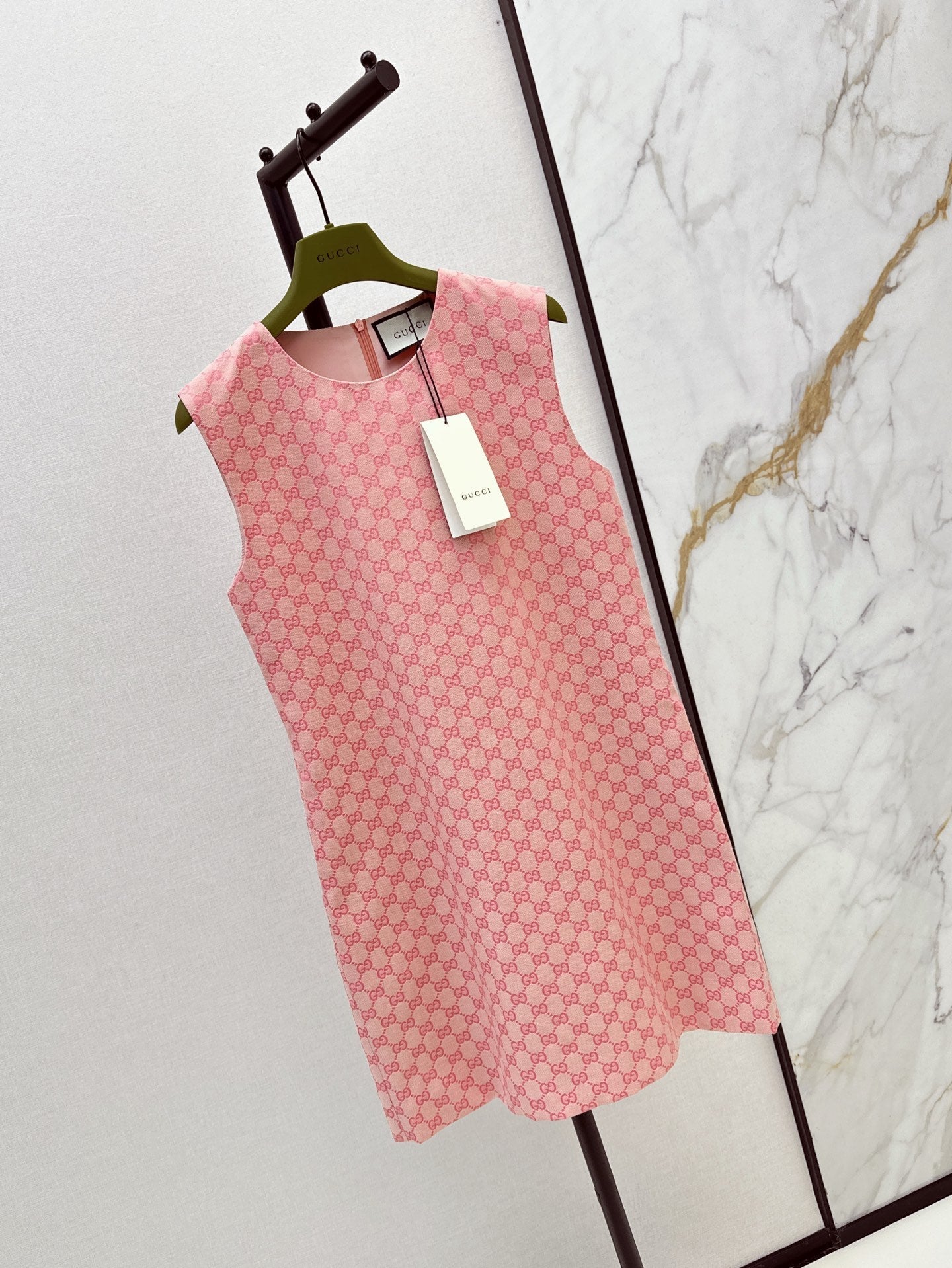 Gu* GG jacquard sleeveless denim dress