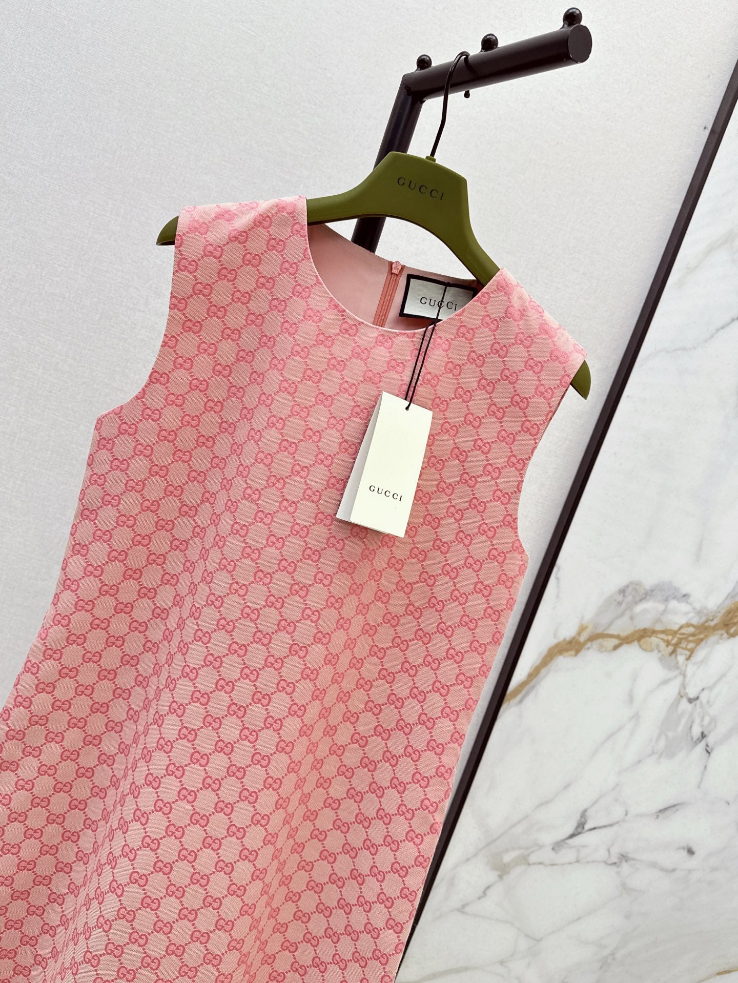 Gu* GG jacquard sleeveless denim dress