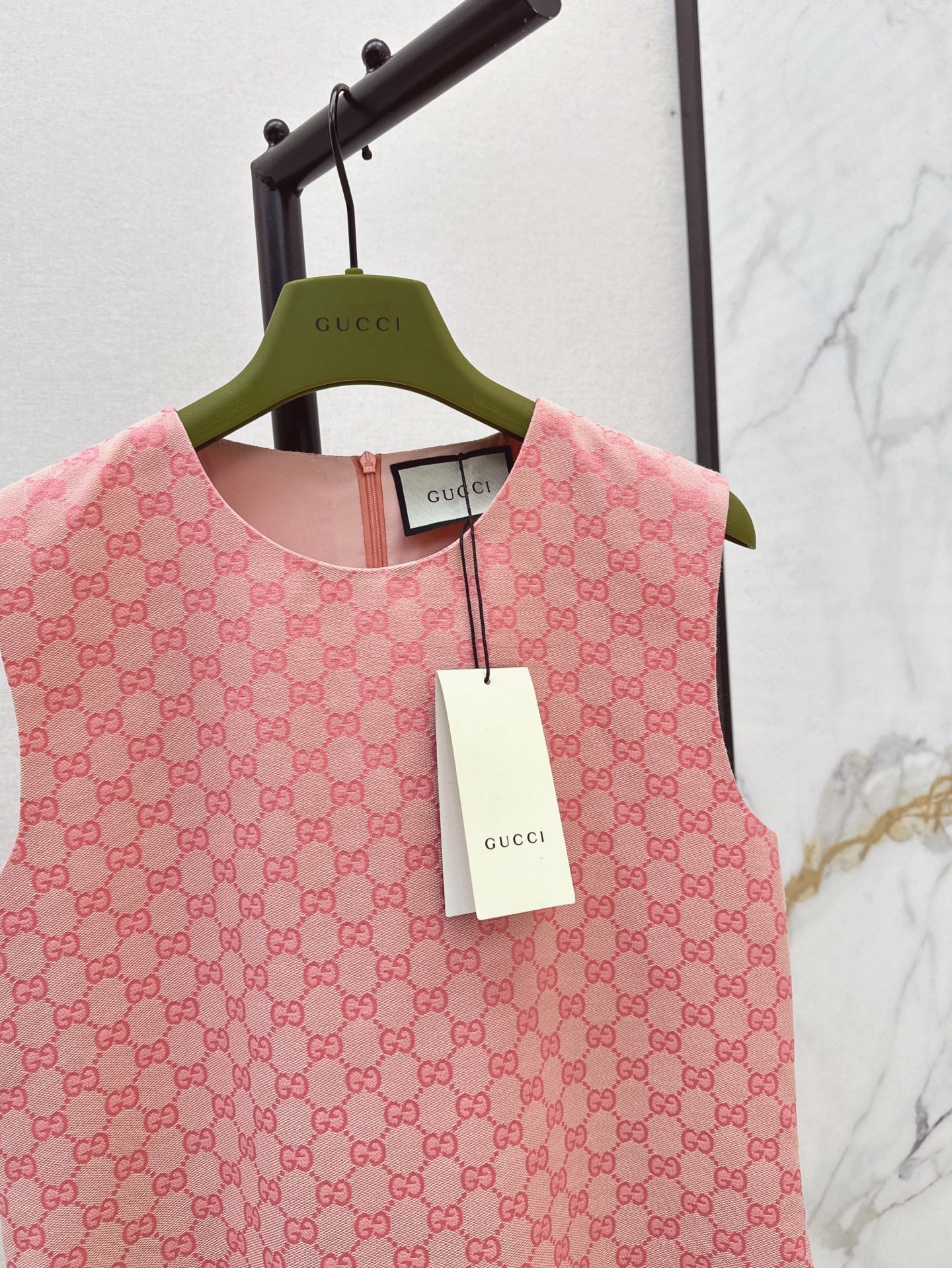 Gu* GG jacquard sleeveless denim dress