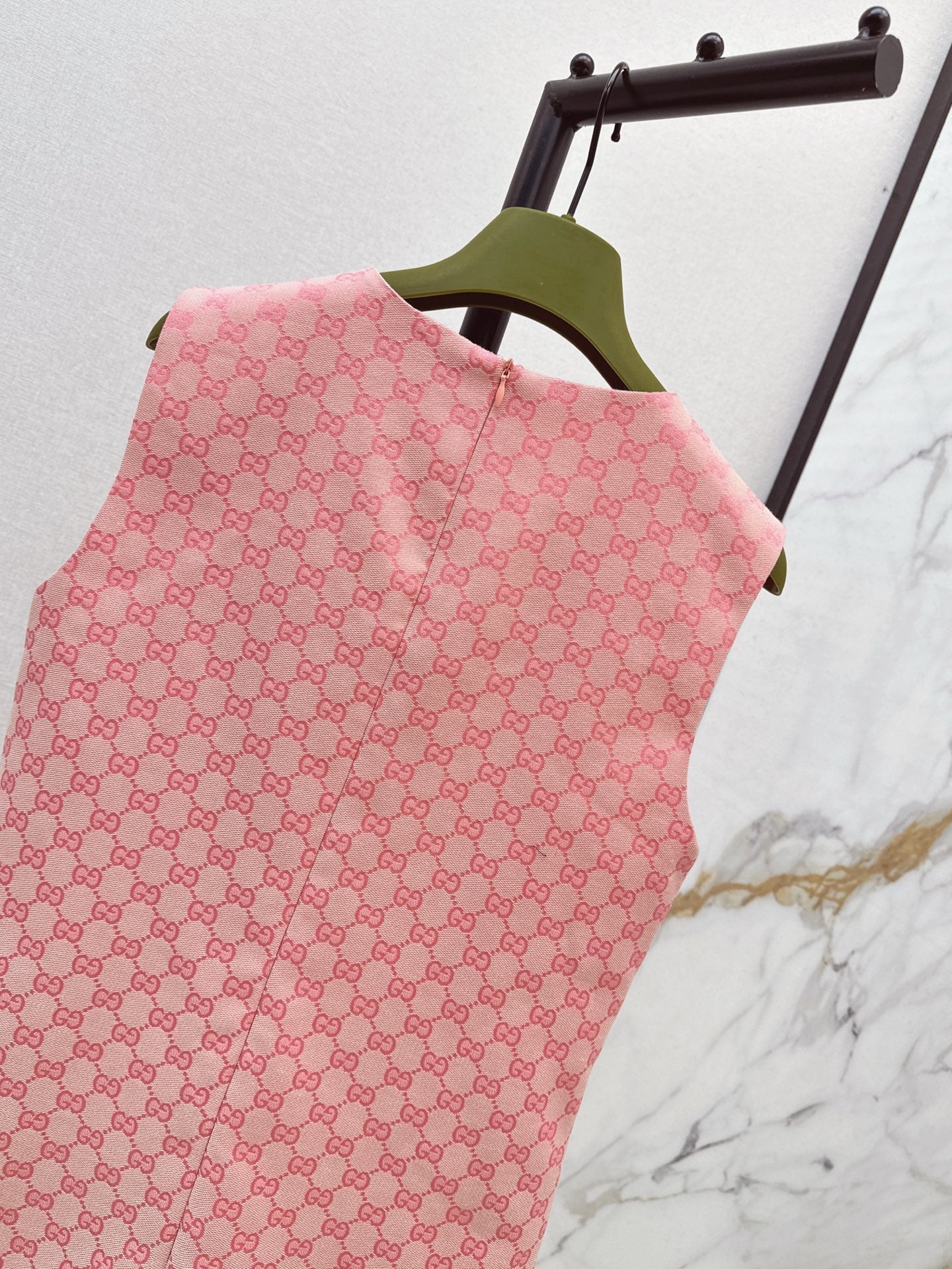 Gu* GG jacquard sleeveless denim dress