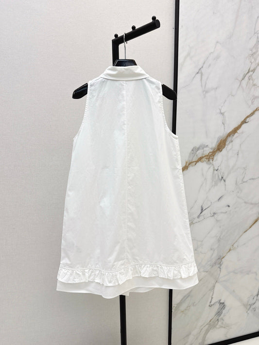 YS* 25ss Lapel sleeveless pleated dress