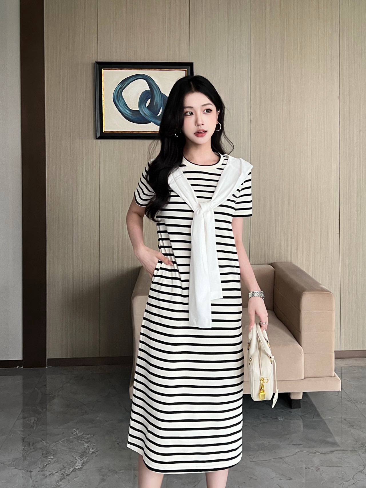 Jil* 25ss Striped casual straight dress