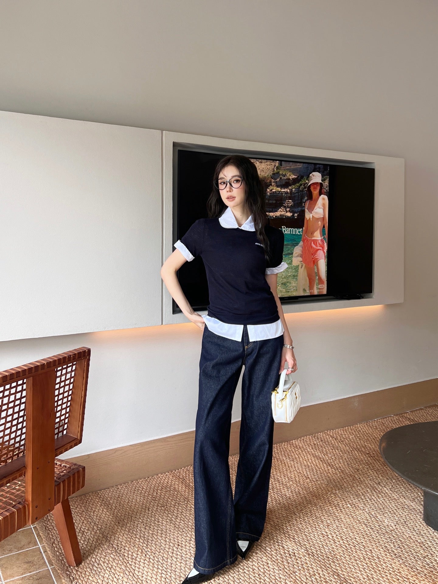 M*u 25ss Cashmere and silk cable-knit crew-neck sweater