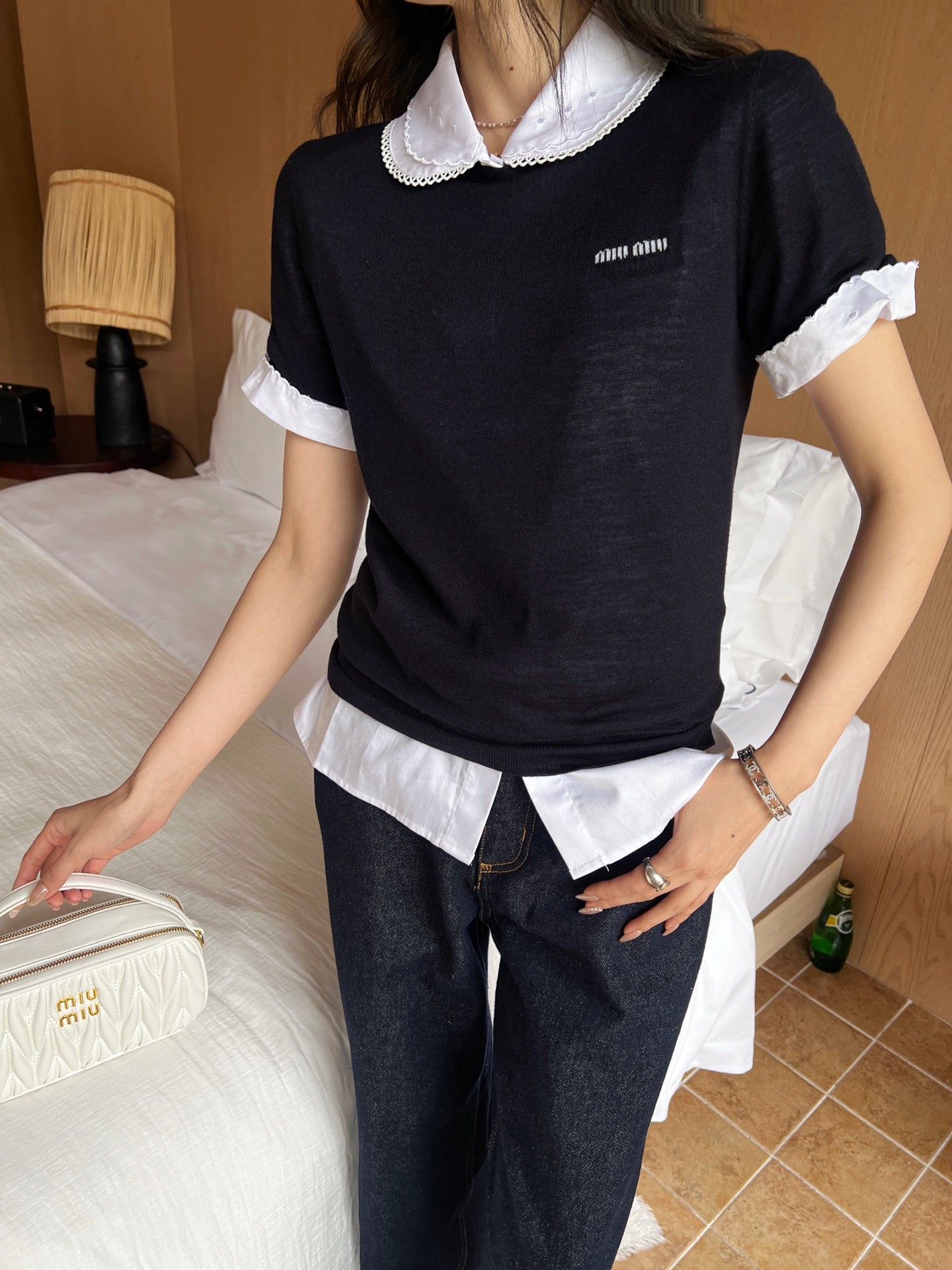 M*u 25ss Cashmere and silk cable-knit crew-neck sweater