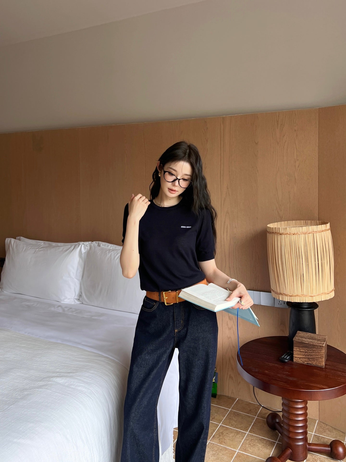 M*u 25ss Cashmere and silk cable-knit crew-neck sweater