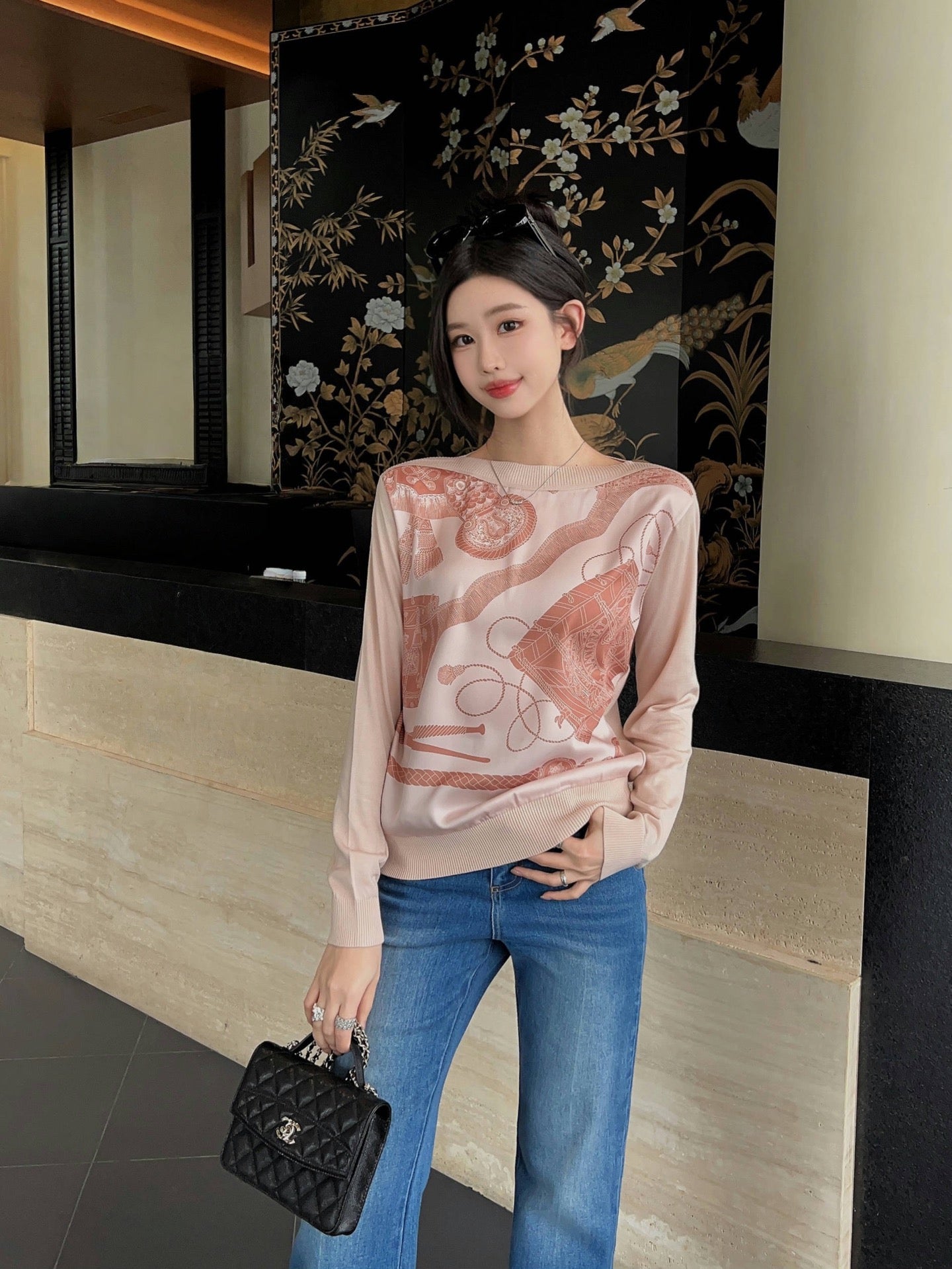 Herm* Long-sleeve twillaine sweater