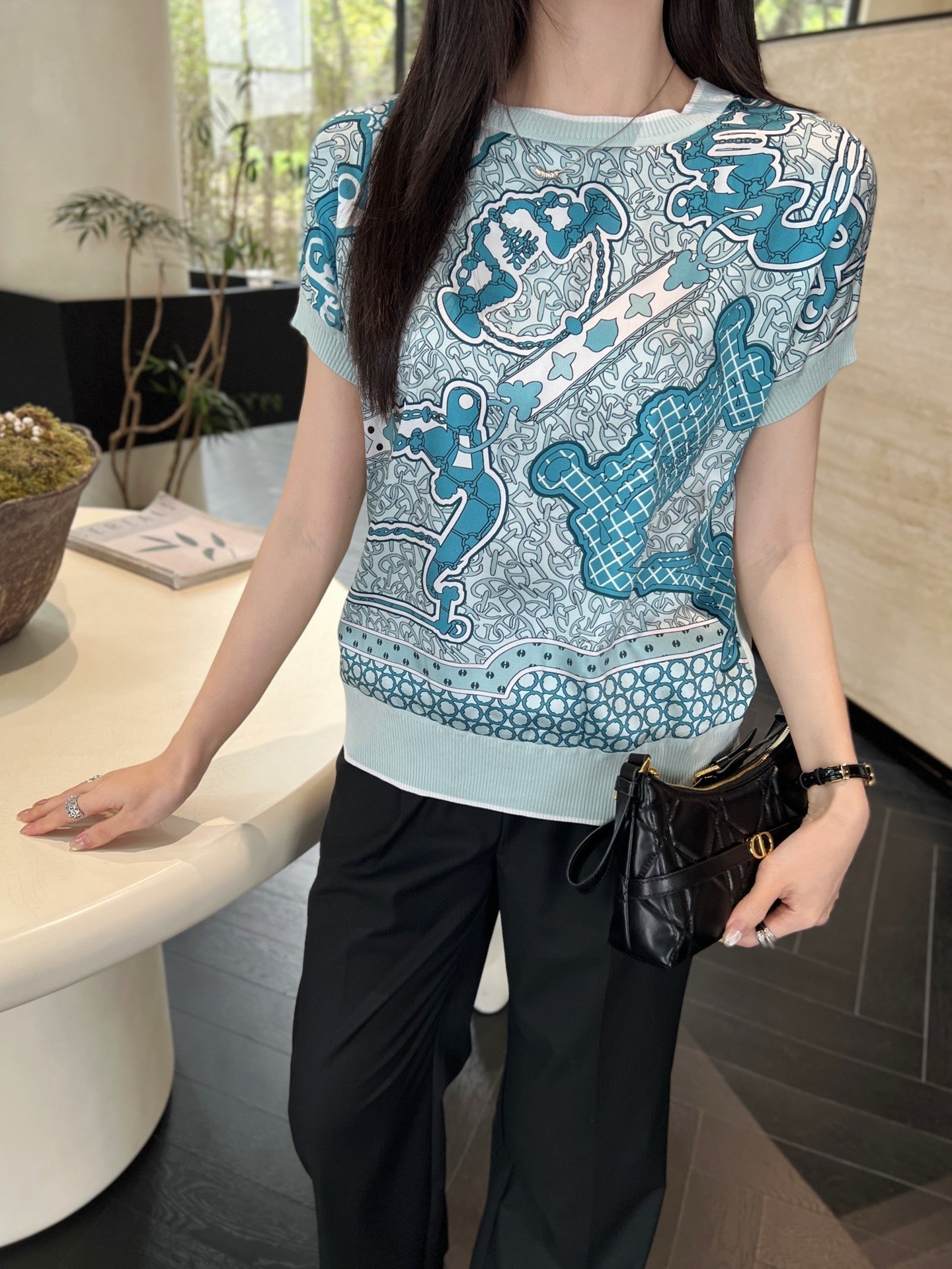 Herm* Short-sleeve twillaine sweater