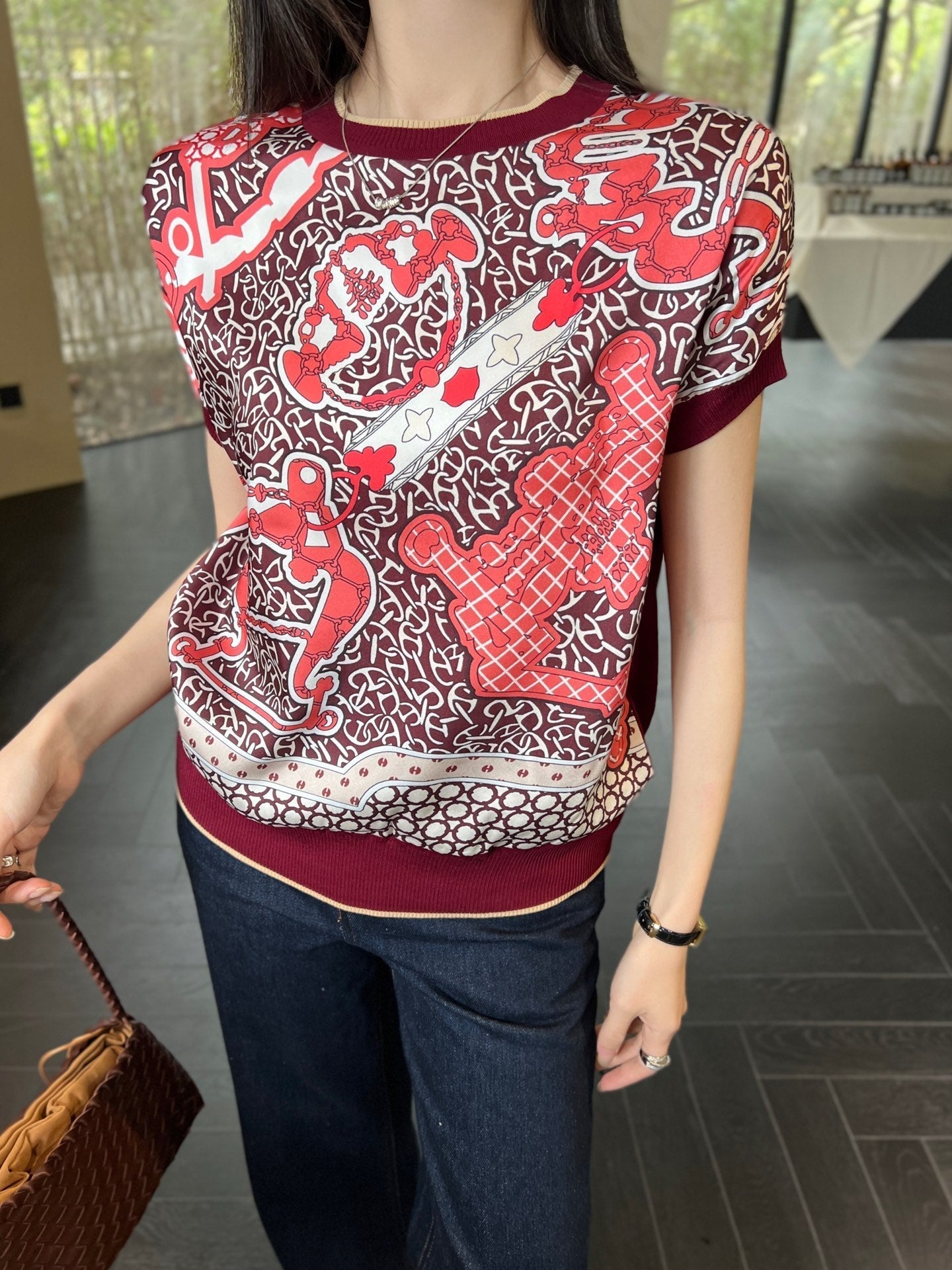 Herm* Short-sleeve twillaine sweater