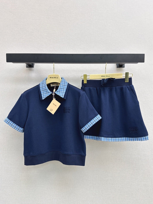 M*u 25ss Plaid lapel top + mini skirt suit