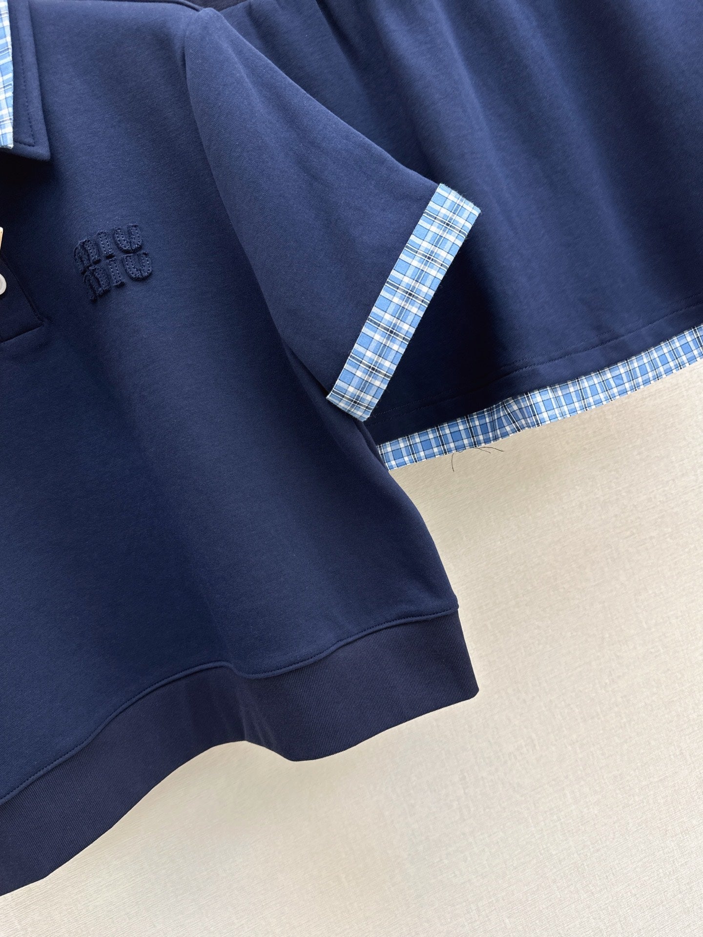 M*u 25ss Plaid lapel top + mini skirt suit