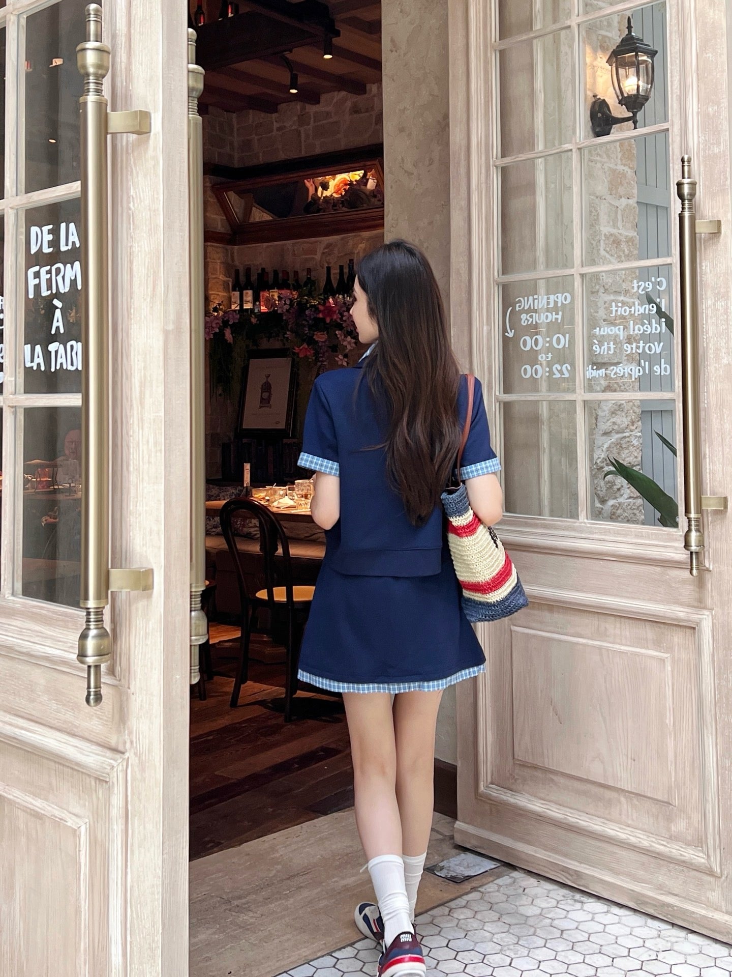 M*u 25ss Plaid lapel top + mini skirt suit