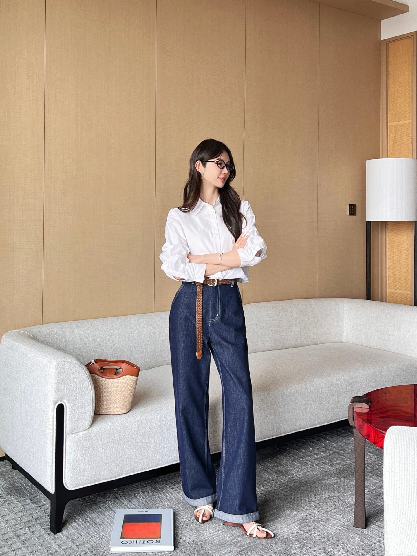 MMargi* 25ss Belted denim pant