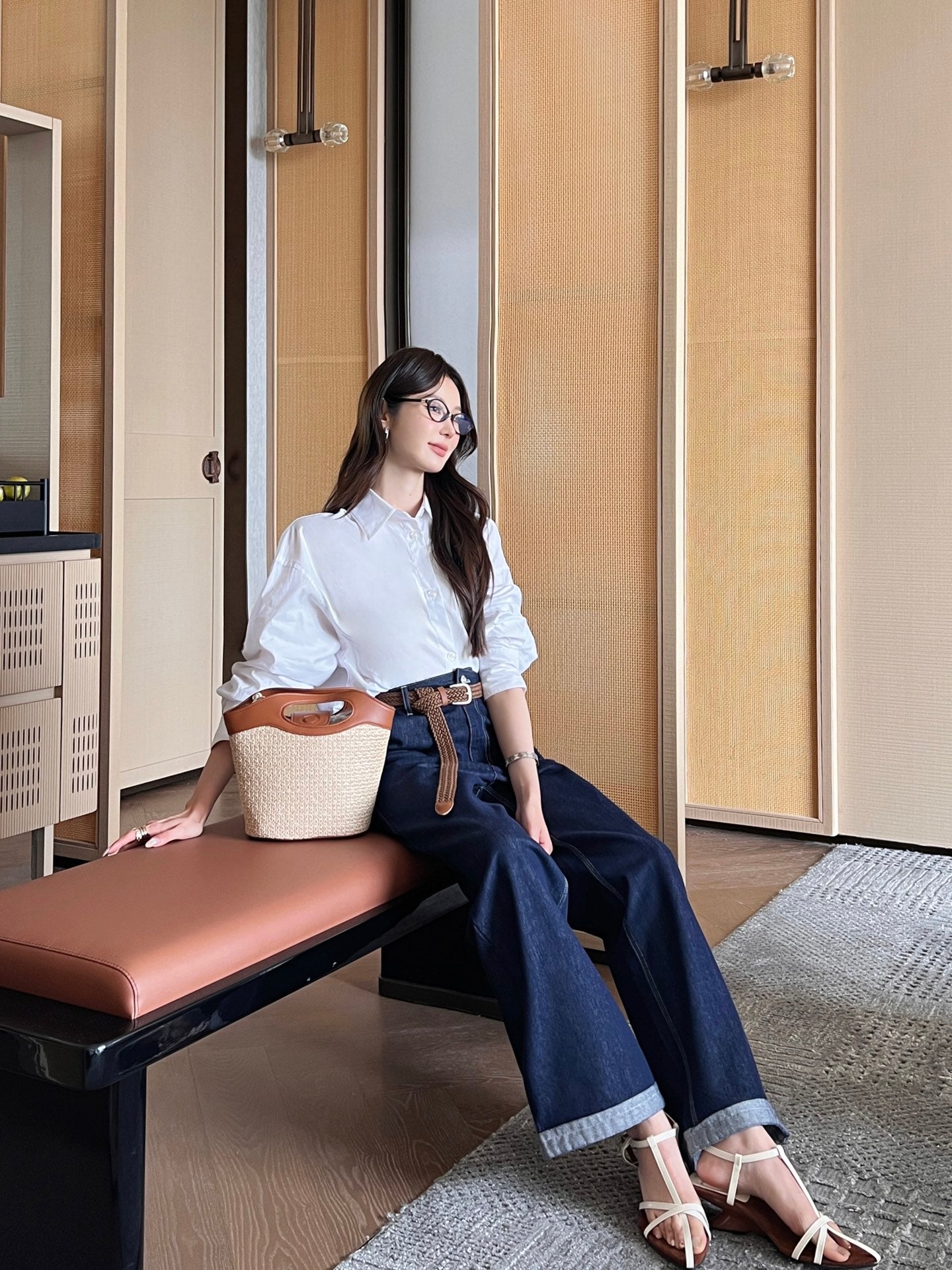 MMargi* 25ss Belted denim pant