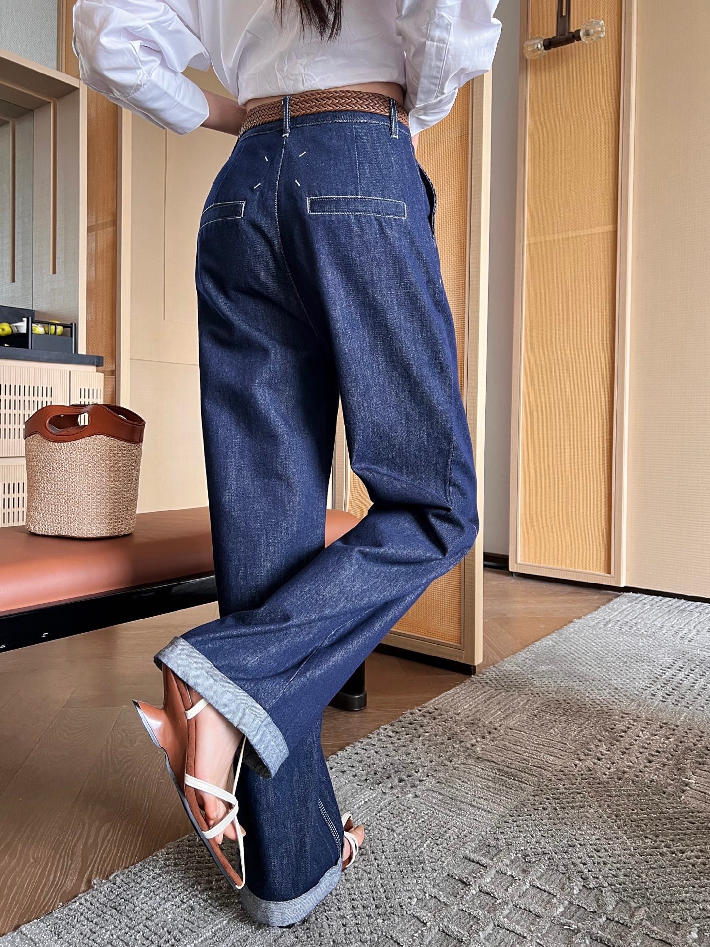MMargi* 25ss Belted denim pant