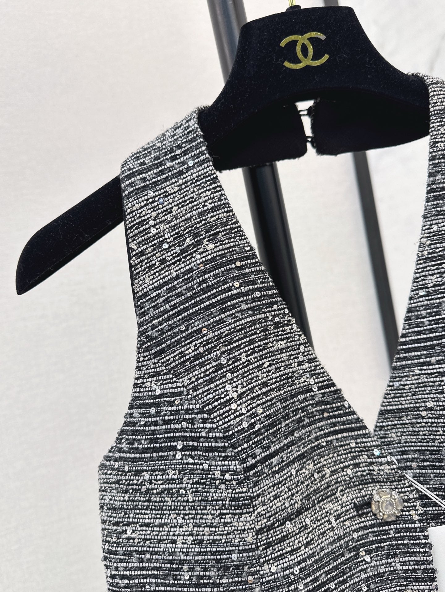 C*nel 25ss rhinestone halter vest