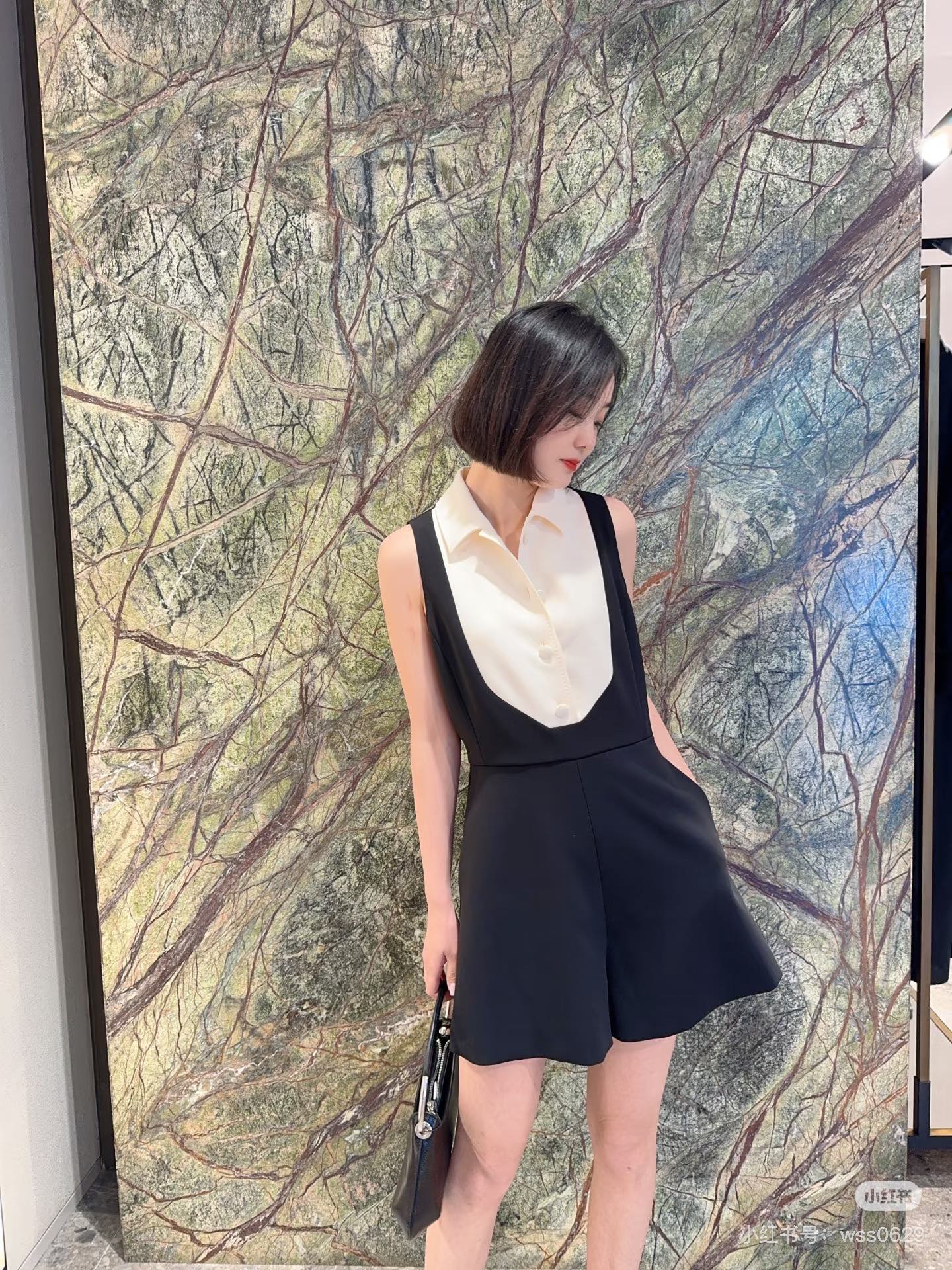 MaxM* 25ss Colorblock slim-fit jumpsuit