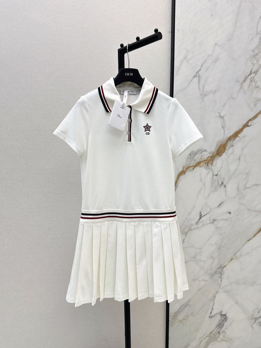 D*r 25ss Polo neck short sleeve pleated Dress