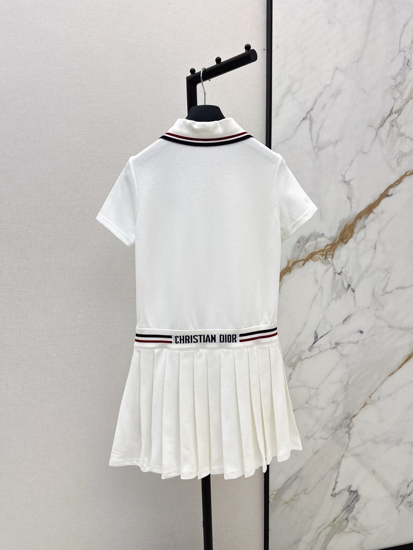 D*r 25ss Polo neck short sleeve pleated Dress