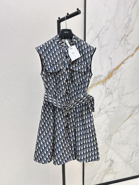 D*r 25ss jacquard Tied Belt short dress