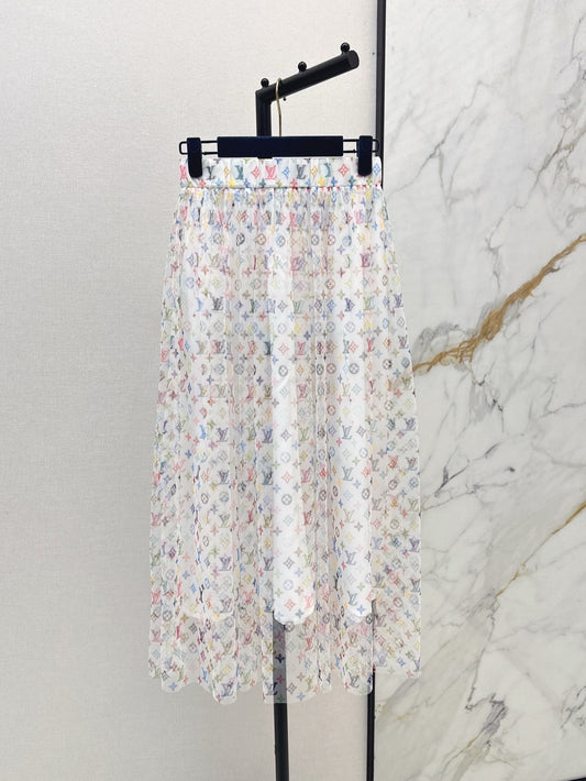 Loui* 25ss monogram print gauze midi skirt