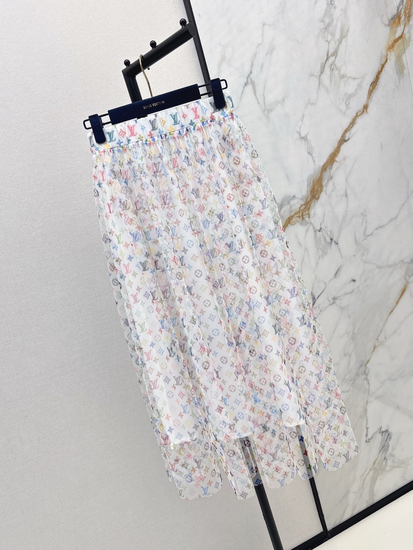 Loui* 25ss monogram print gauze midi skirt