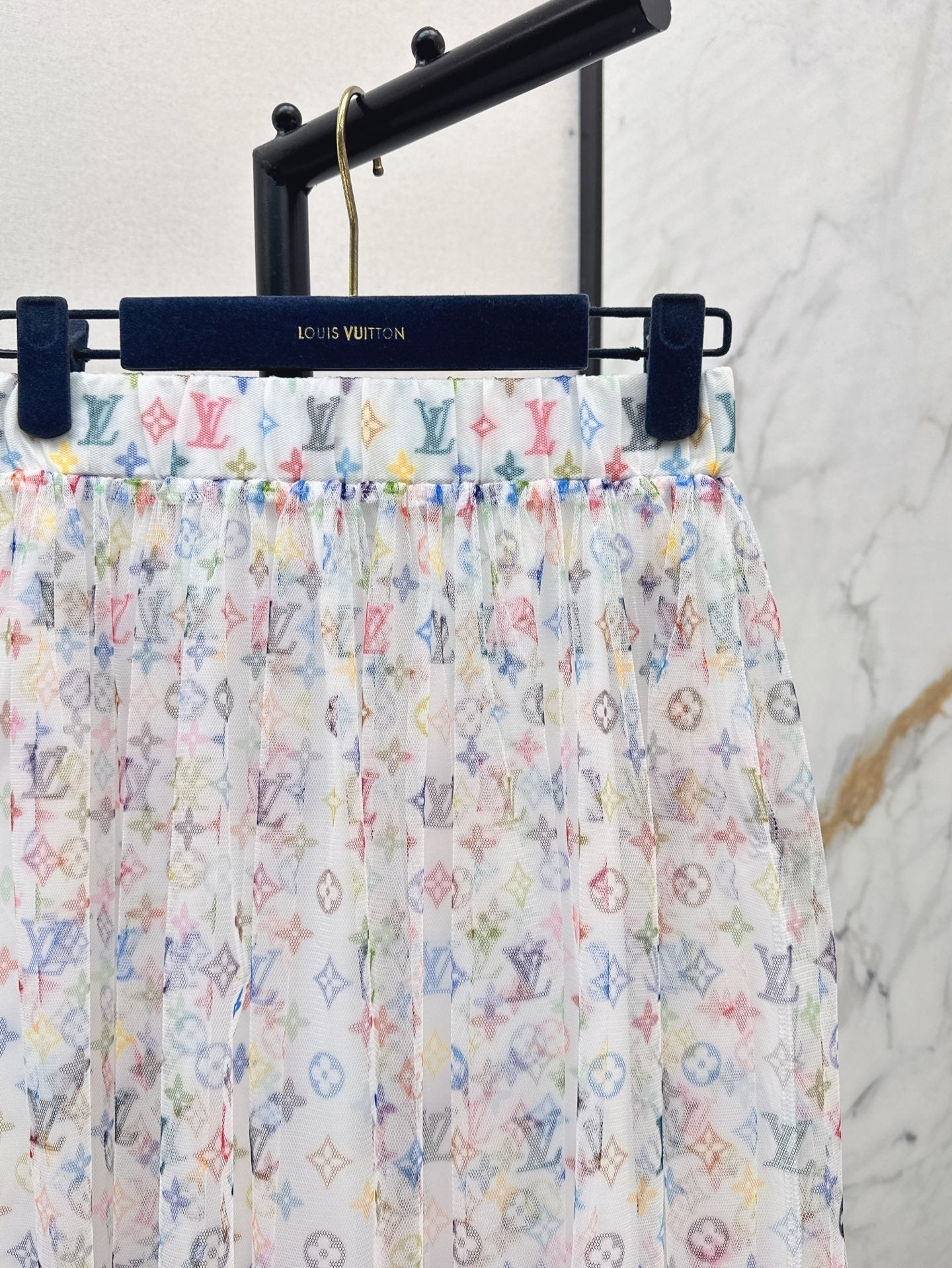 Loui* 25ss monogram print gauze midi skirt
