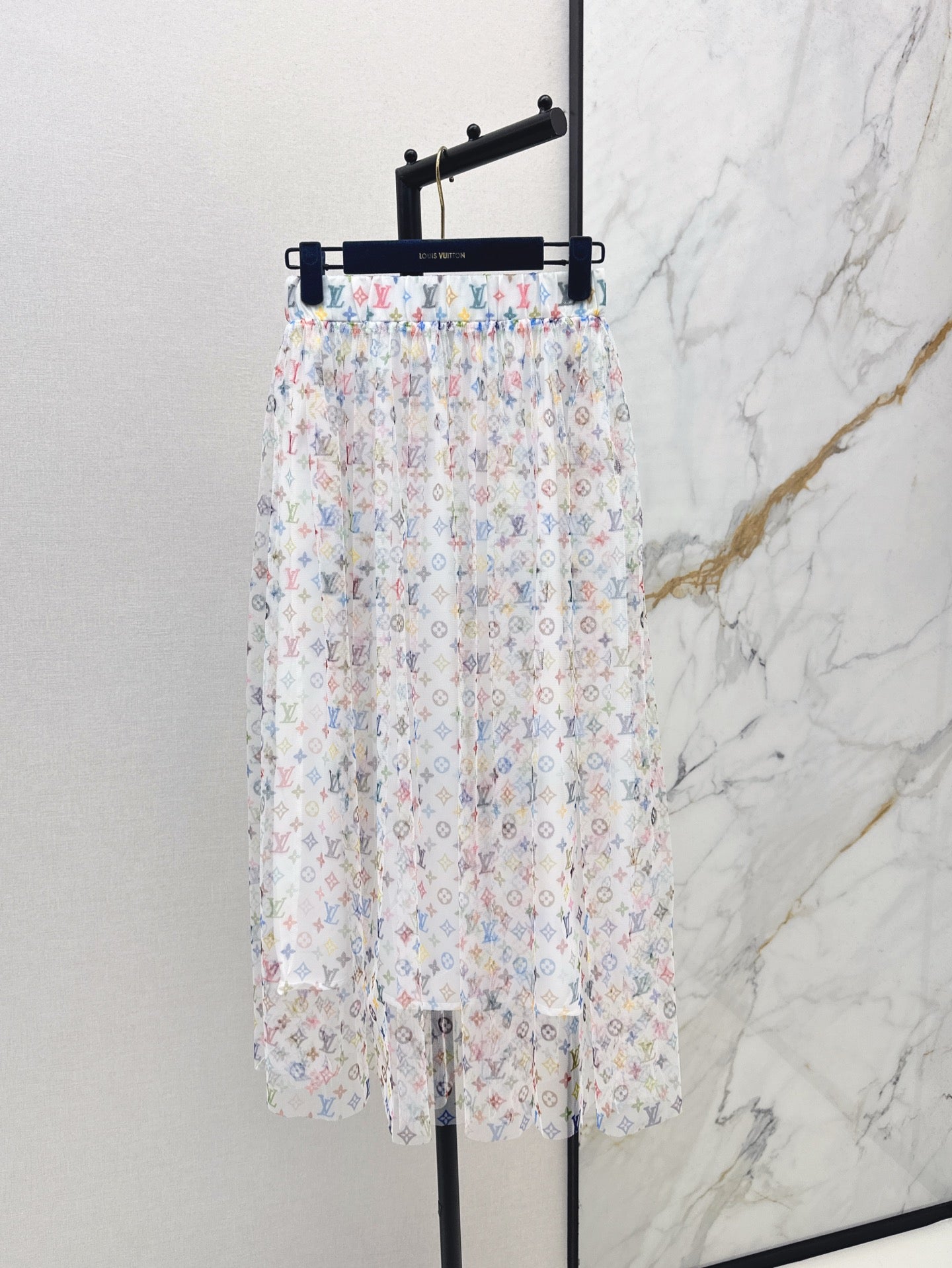 Loui* 25ss monogram print gauze midi skirt