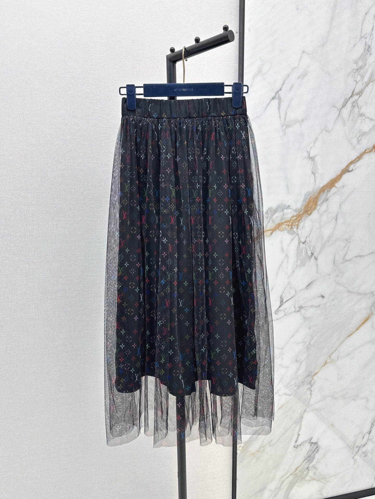 Loui* 25ss monogram print gauze midi skirt