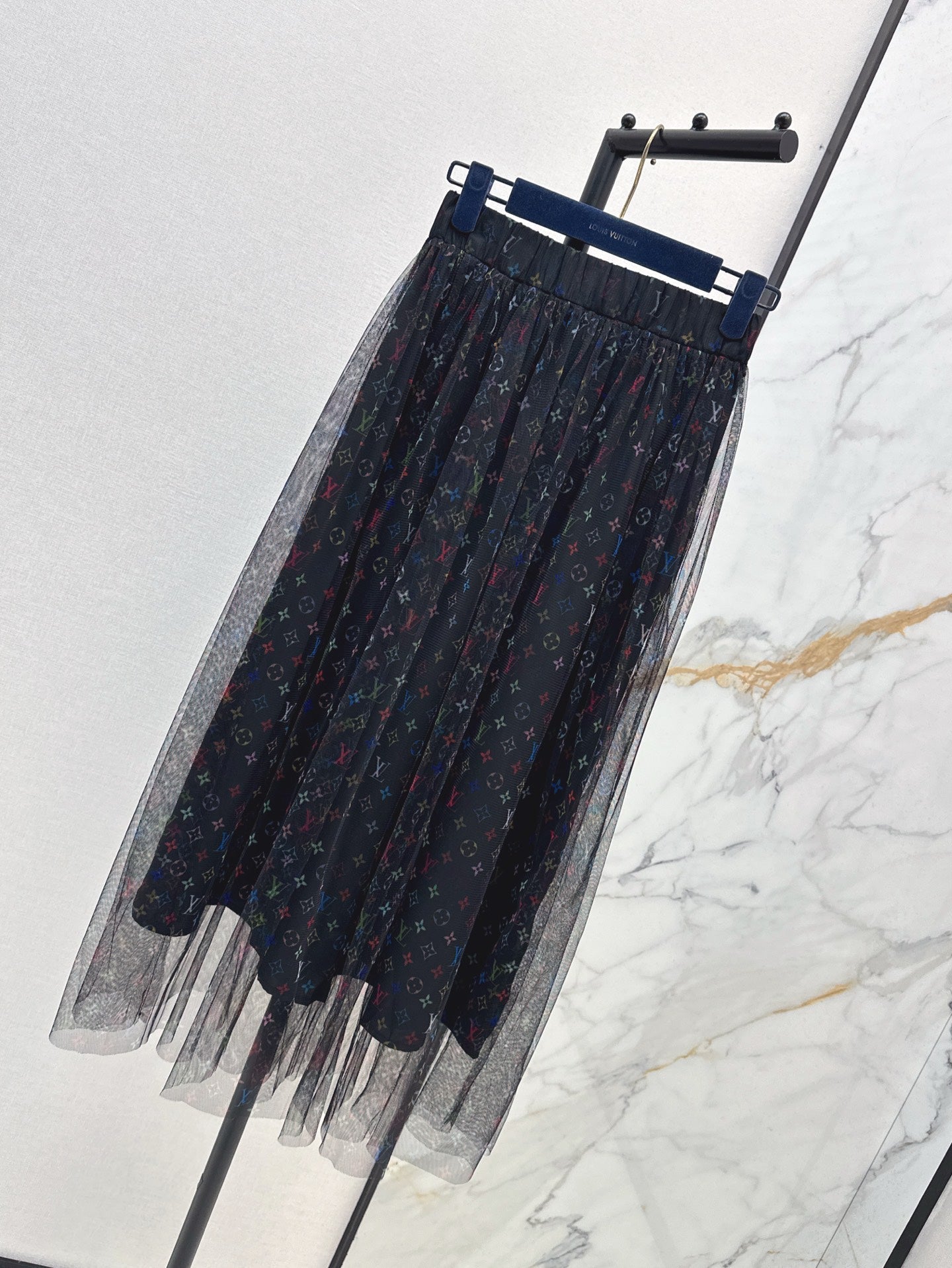 Loui* 25ss monogram print gauze midi skirt