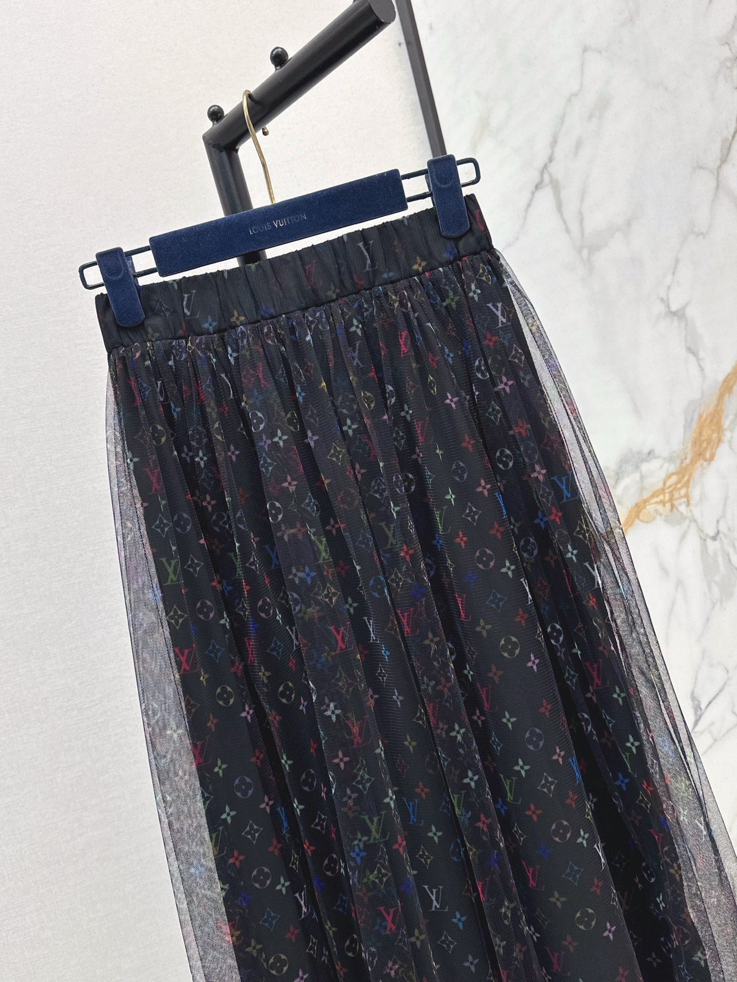 Loui* 25ss monogram print gauze midi skirt
