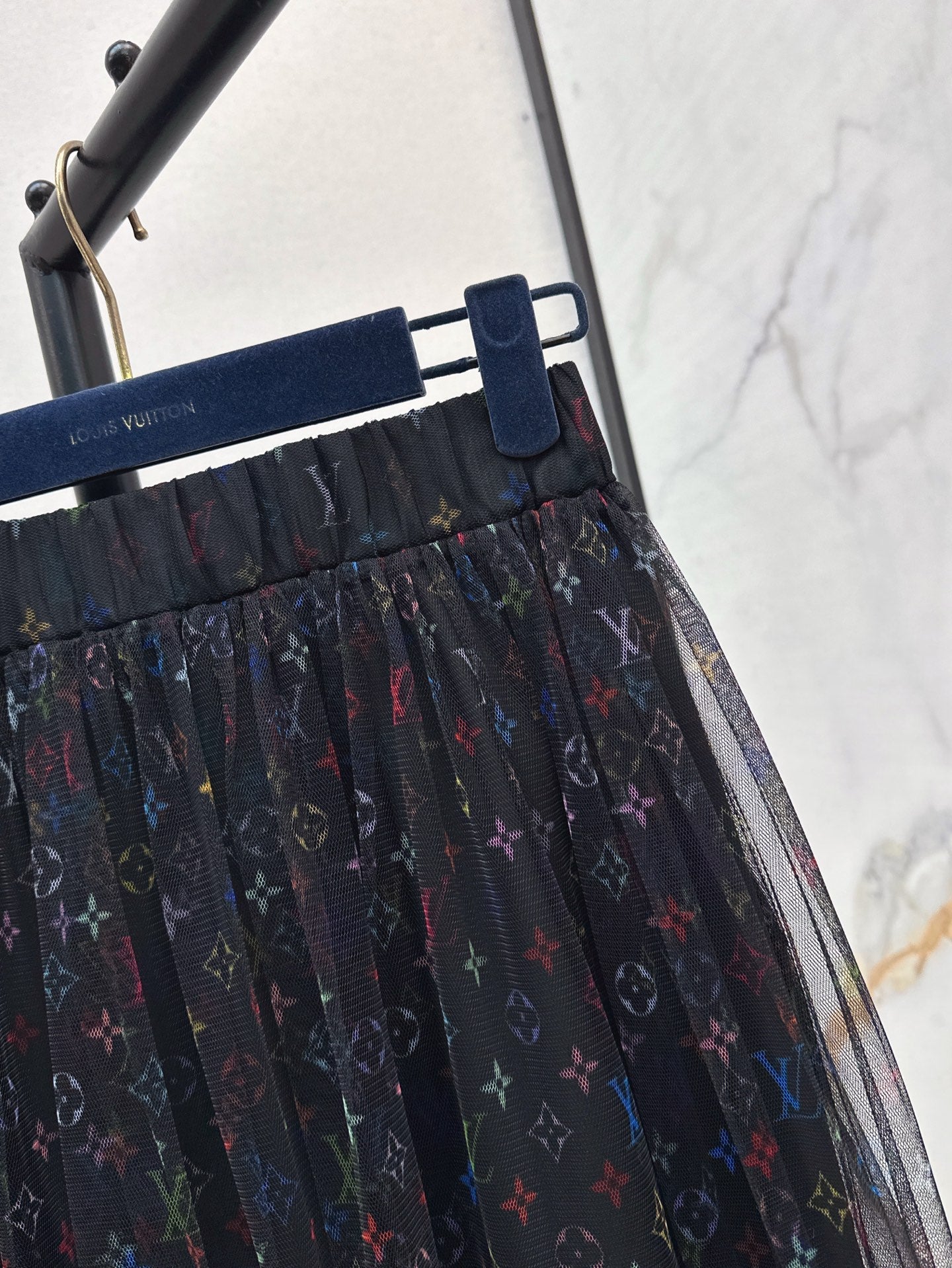 Loui* 25ss monogram print gauze midi skirt