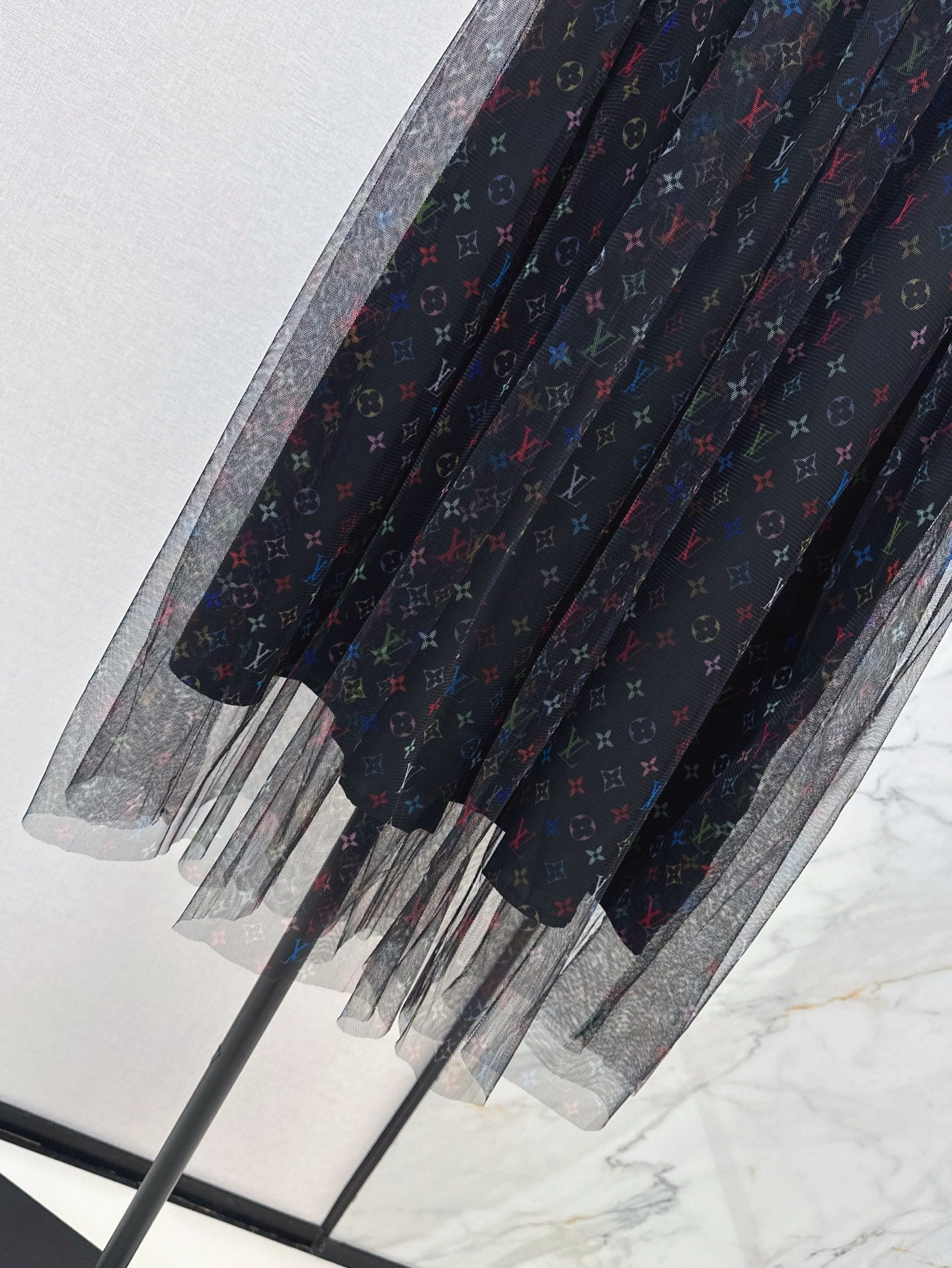 Loui* 25ss monogram print gauze midi skirt