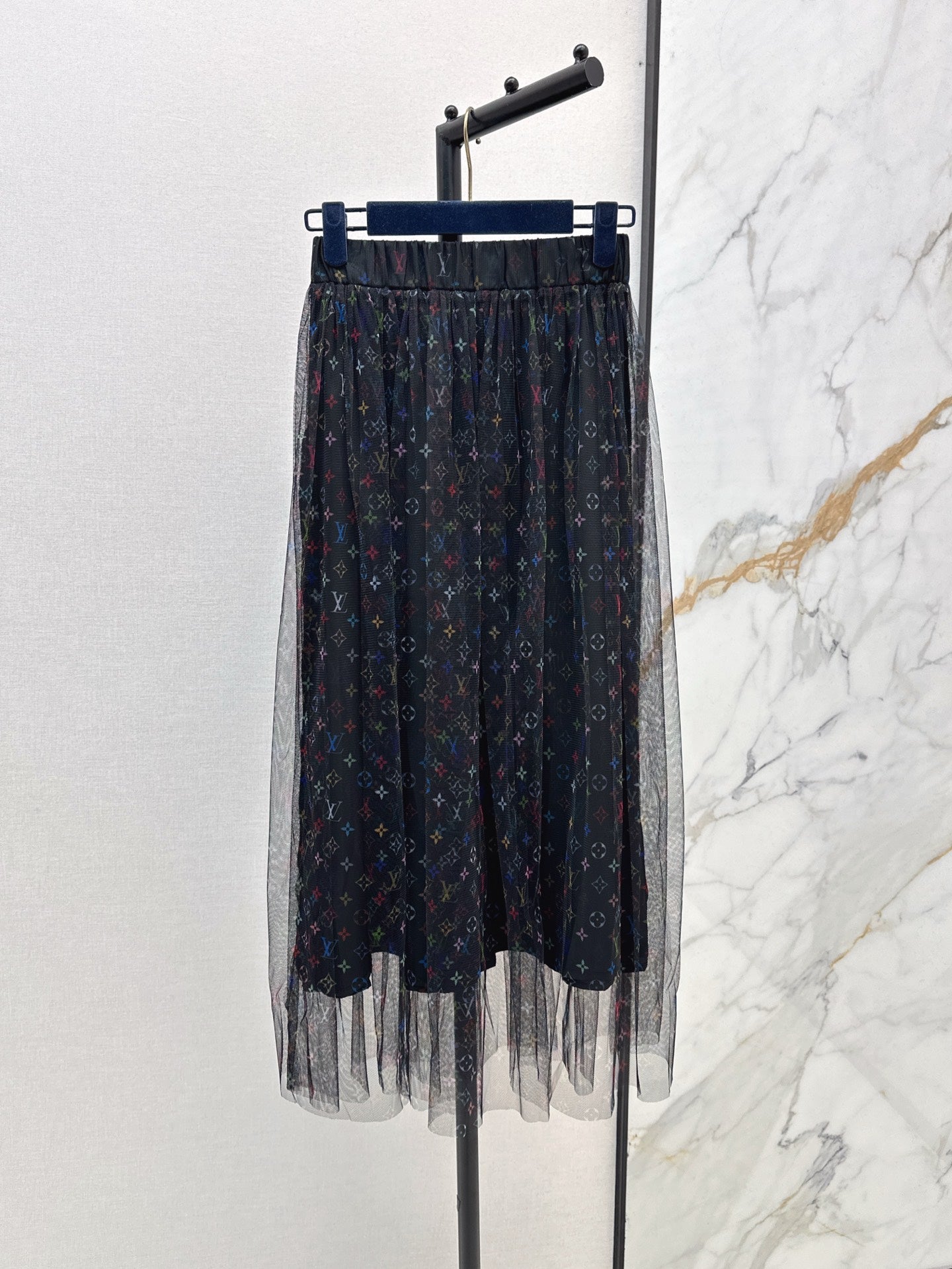 Loui* 25ss monogram print gauze midi skirt