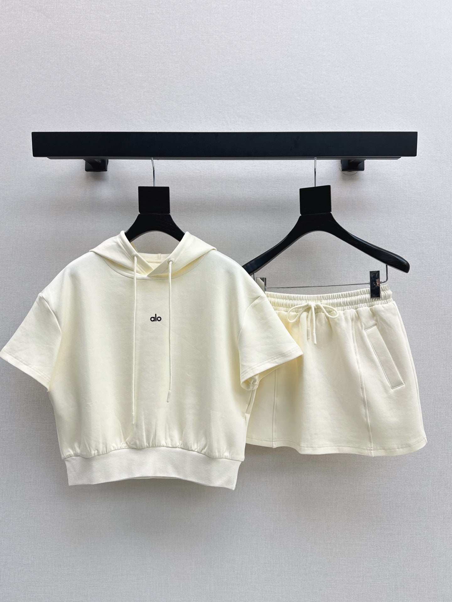 a1o Short hoodie + mini skirt set