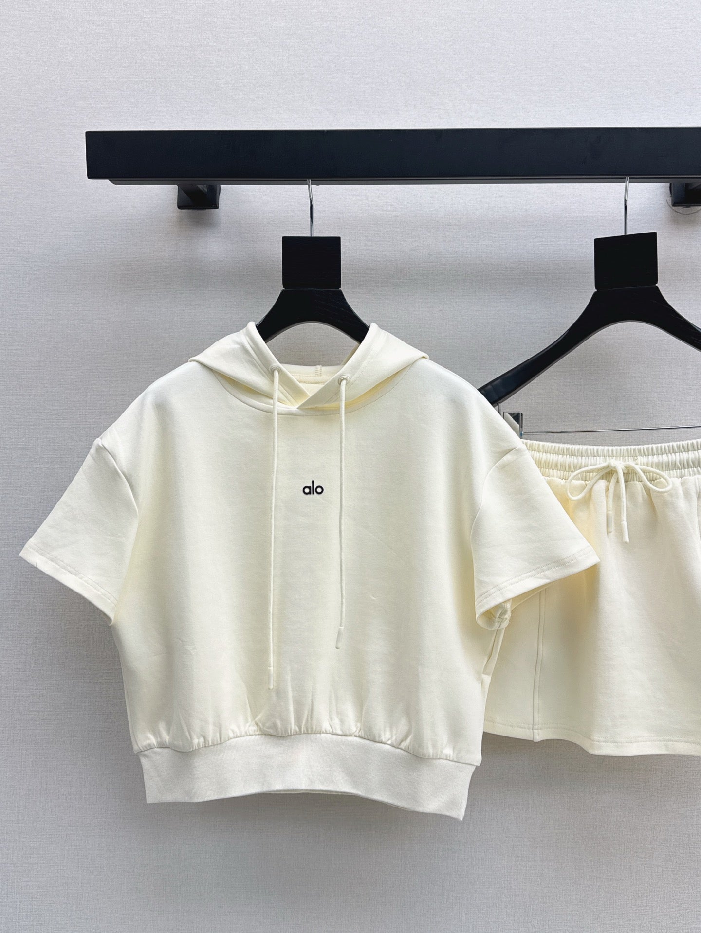 a1o Short hoodie + mini skirt set