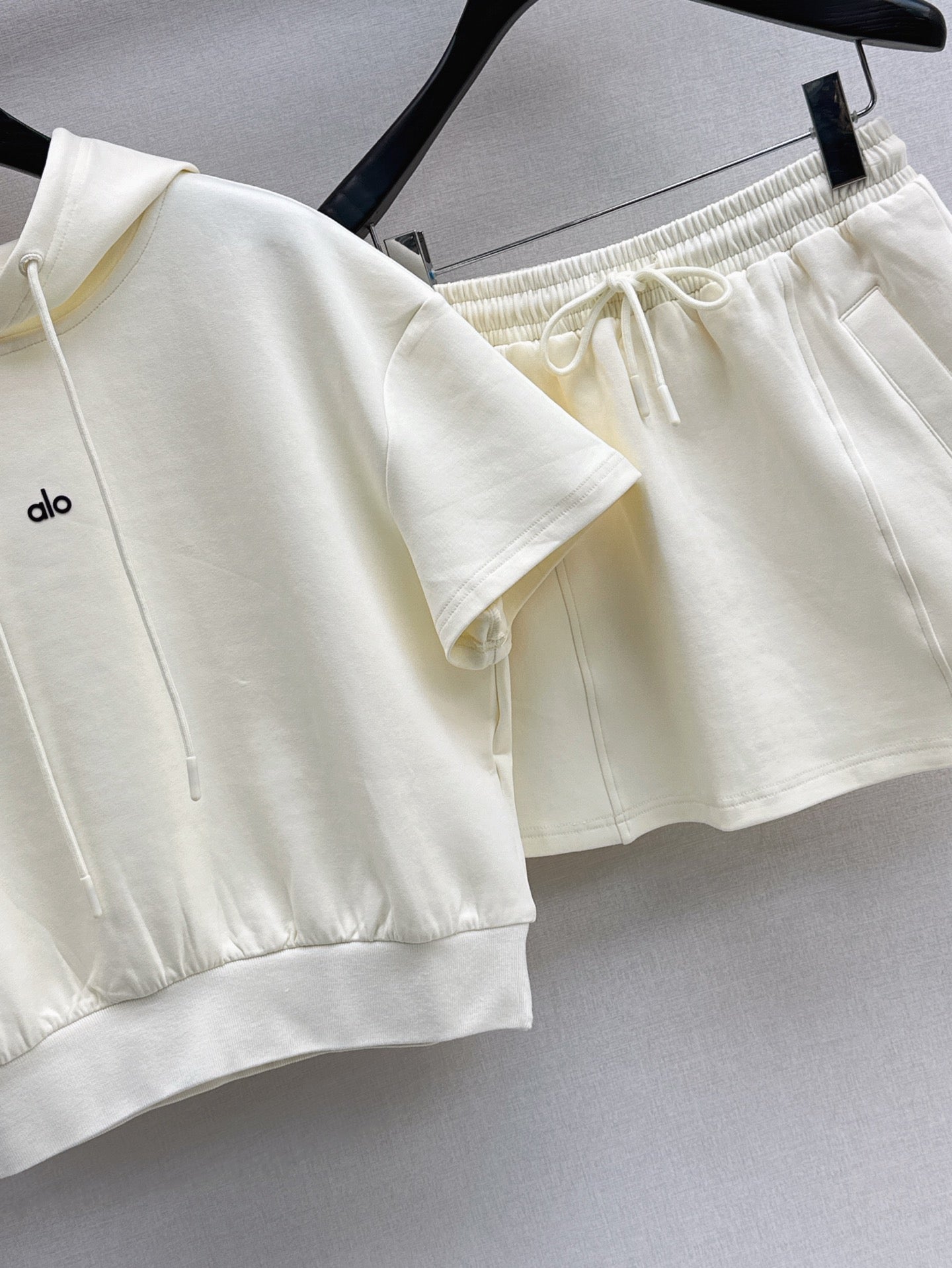 a1o Short hoodie + mini skirt set