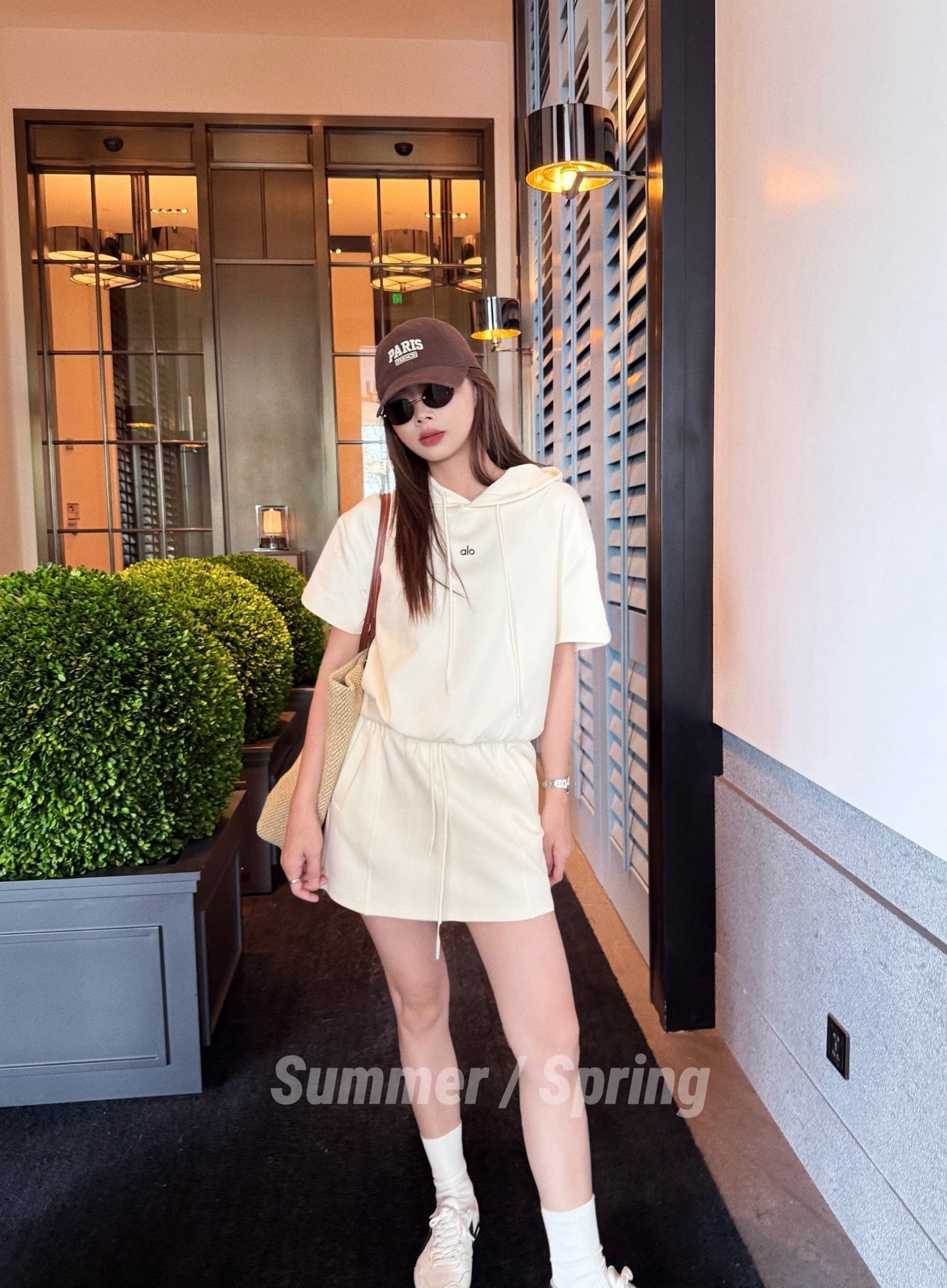 a1o Short hoodie + mini skirt set