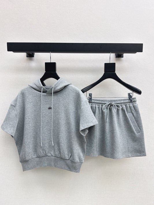 a1o Short hoodie + mini skirt set