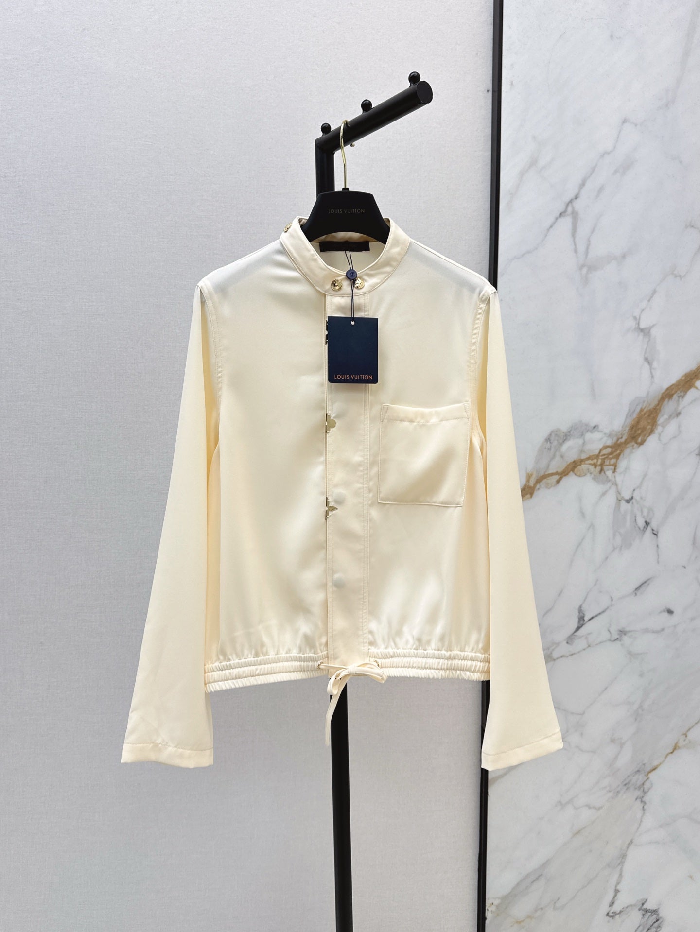 Loui* 25ss Stand collar drawstring waist shirt