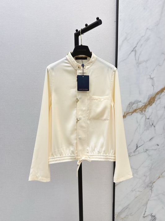 Loui* 25ss Stand collar drawstring waist shirt